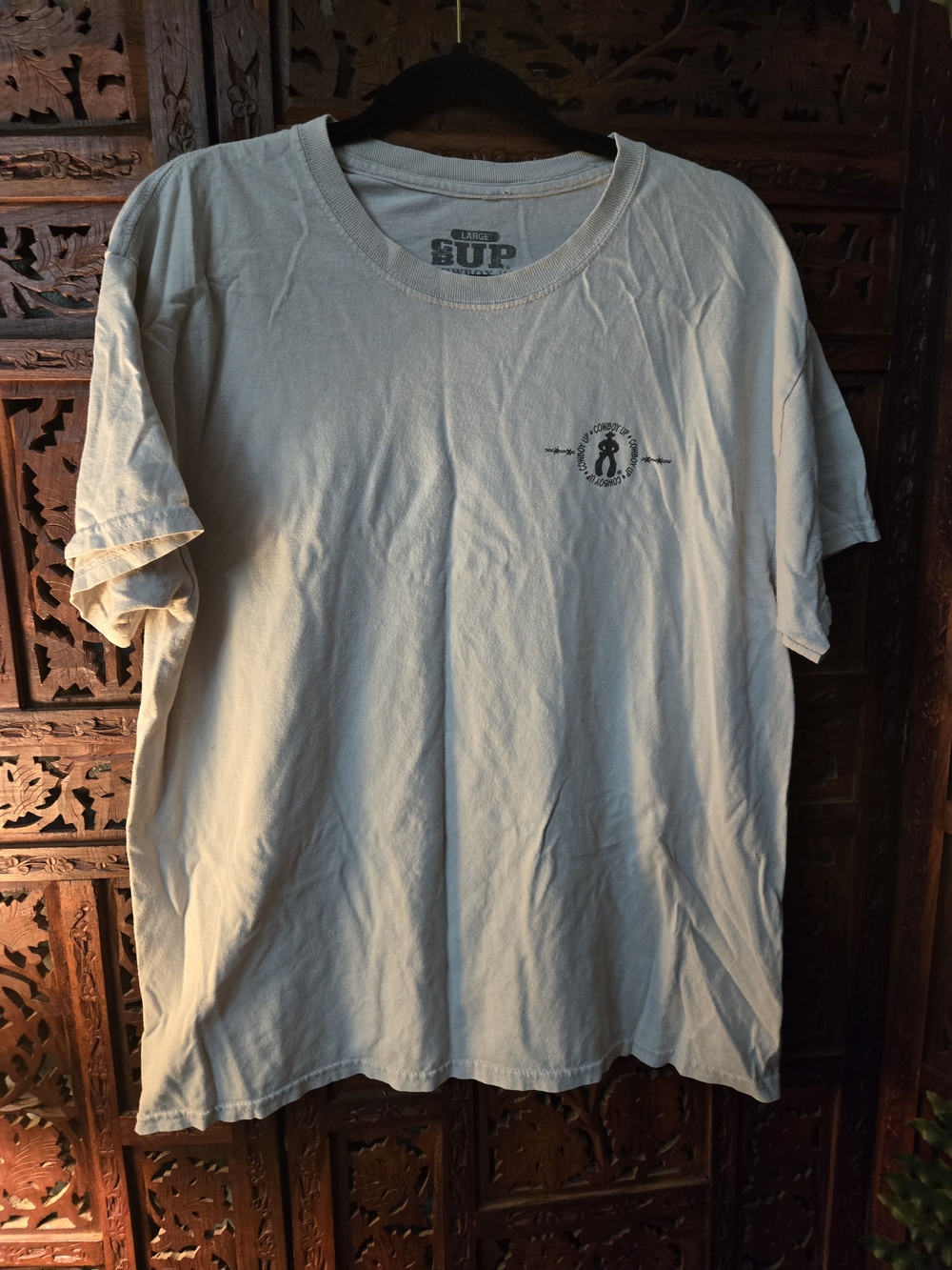 Men's Cowboy Up Crew Neck T-Shirt in Light Beige